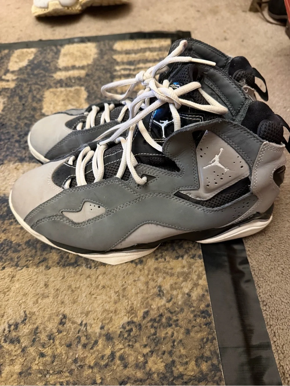 Jordan Kids Gray and Black High-Top Sneakers with White Laces